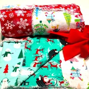 NWT CHRISTMAS RAG QUILT 100% COTTON FLANNEL SOFT AND WARM VARIOUS COLORS